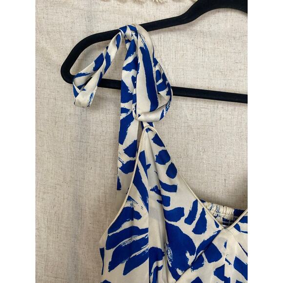 ALEXIS for Target Blue Botanical Tie Strap Asymmetrical Hem Dress Size Medium - Picture 6 of 15